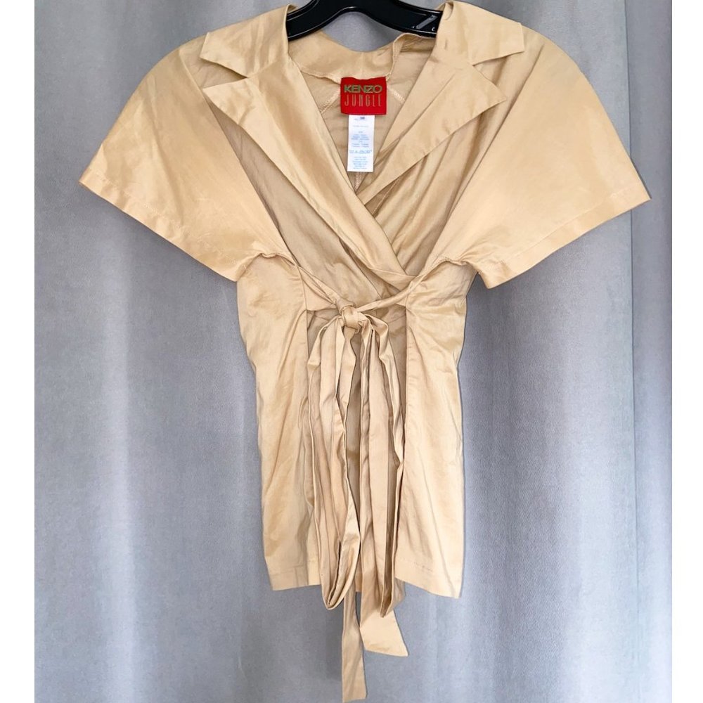 Kenzo Jungle Tan Satin Tie Top